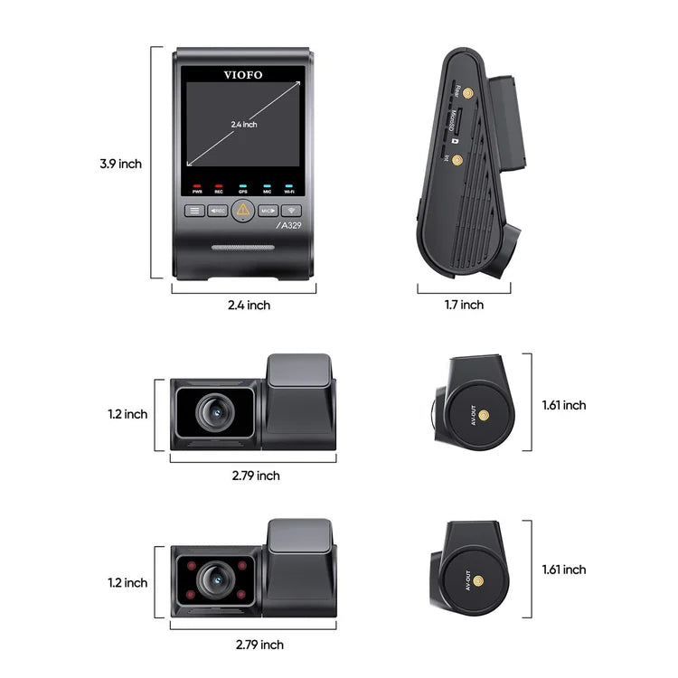 VIOFO A329S 3CH IR - 4K+2K+2K Fisheye HDR Camera w/ Sony Starvis 2 Sensor