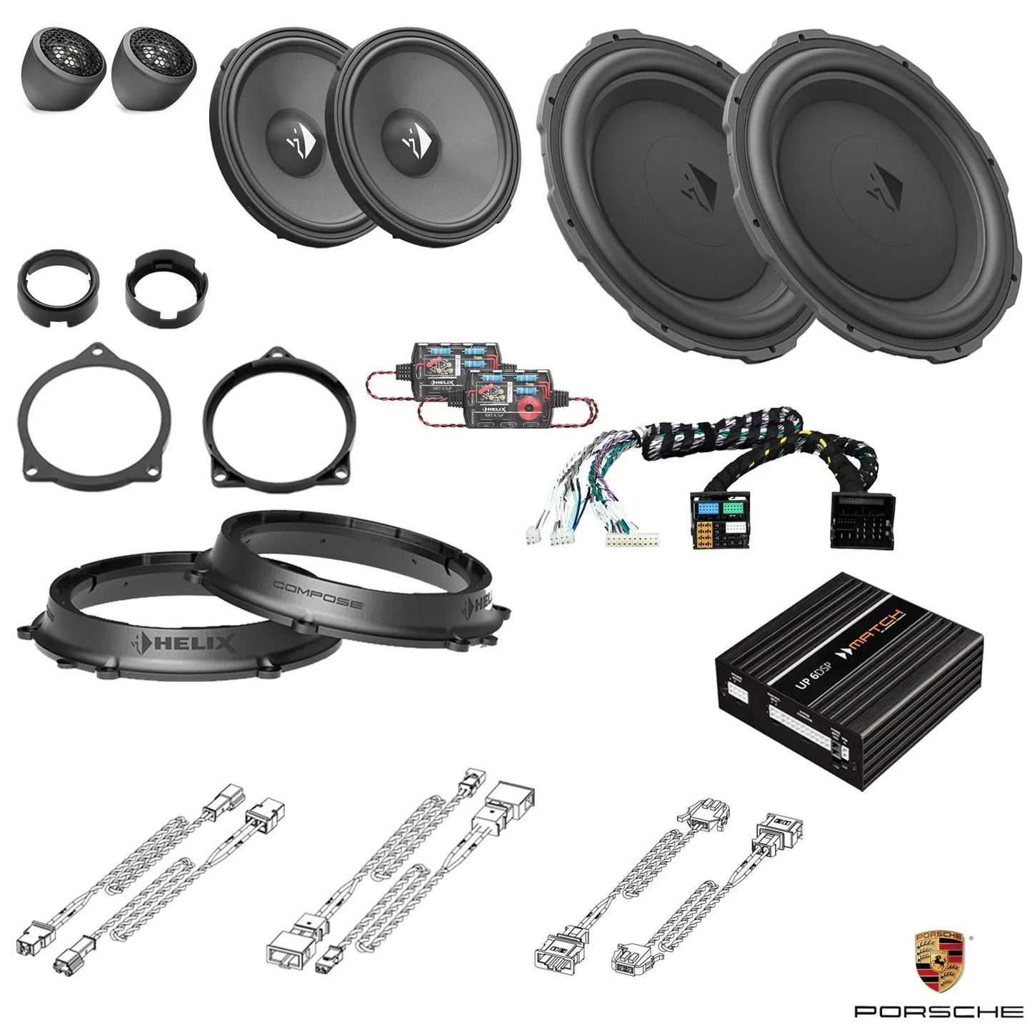 Porsche Cayenne 9YA (536) - Front Speaker DSP Amplified Package (Extra Bass) | HELIX Ci3/Ci5