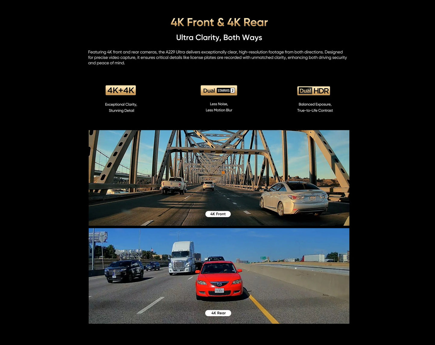 VIOFO A229 Ultra 2CH 4K Front +4K Rear Dash Cam w/ Dual Sony STARVIS 2 Sensors