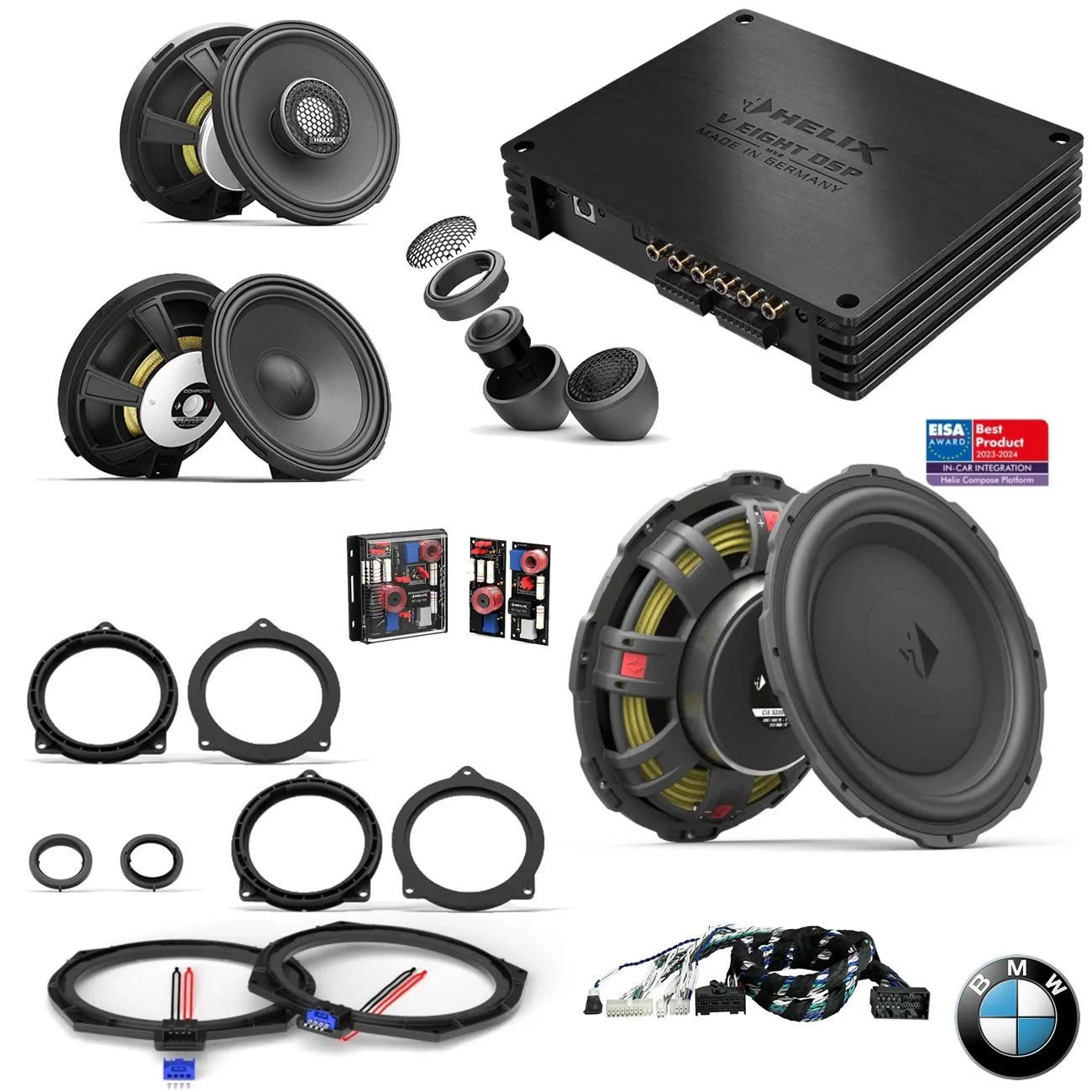 BMW Basic Sound RAM G Gen - Speaker & Subwoofer DSP Amplified Package 2 | HELIX Ci7 / Ci3 / Ci5 (tweeter pods required)
