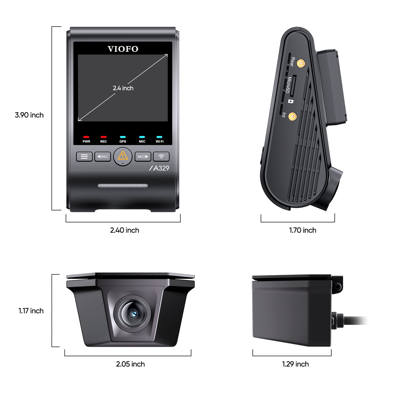 VIOFO A329SW 2CH - Front & Rear - 4K 60FPS+2K HDR Camera w/ Sony Starvis 2 Sensor