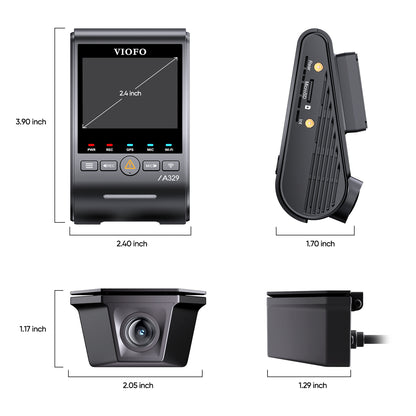 VIOFO A329SW 2CH - Front & Rear - 4K 60FPS+2K HDR Camera w/ Sony Starvis 2 Sensor