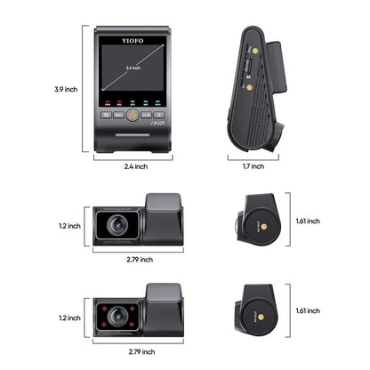 VIOFO A329S 3CH IR - 4K+2K+2K Fisheye HDR Camera w/ Sony Starvis 2 Sensor