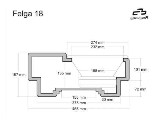 BASSER Spare Tire 18" - 10" Fit-Box Boot Subwoofer Enclosure 15L