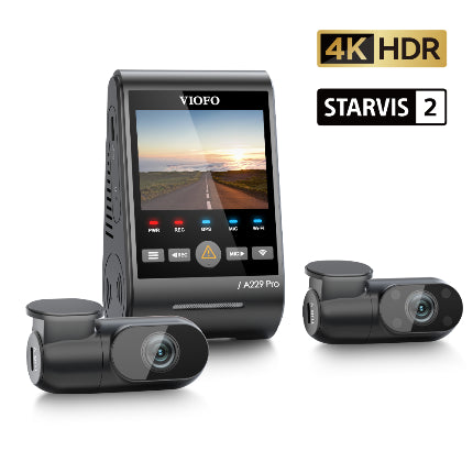 VIOFO A229 PRO 3CH 4K+2K+1080P HDR Camera w/ Sony Starvis 2 Sensors - For Taxi/ Ridesharing Drivers